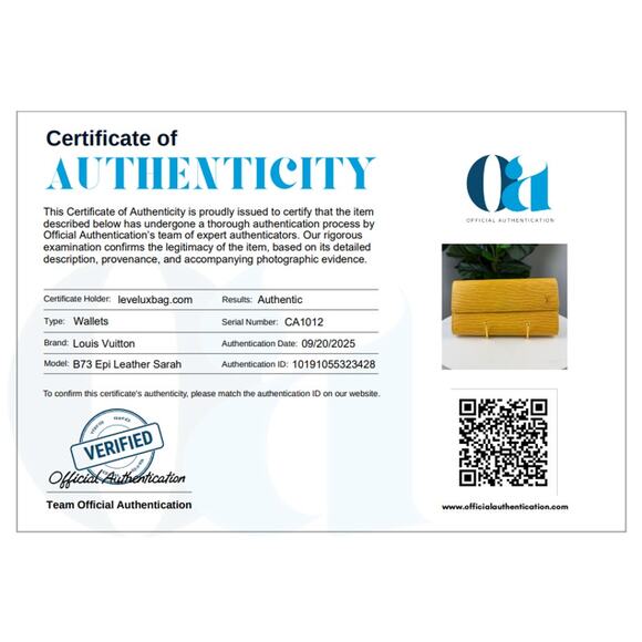 💎✨ Authentic Louis Vuitton Yellow Epi Leather Sarah Long Wallet - Picture 7 of 7